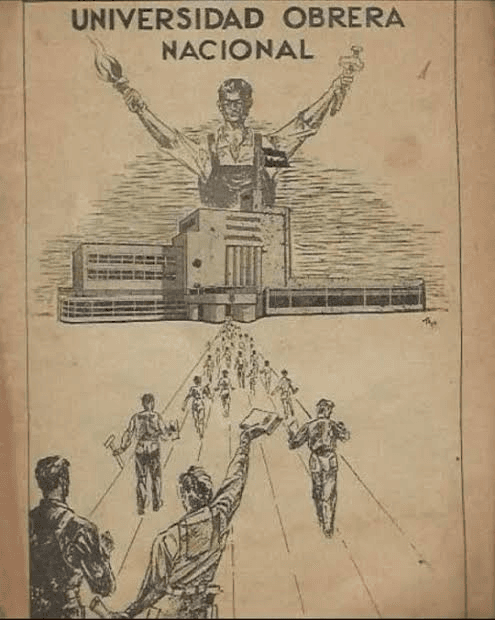 Portada histórica ilustrada de la Universidad Obrera Nacional